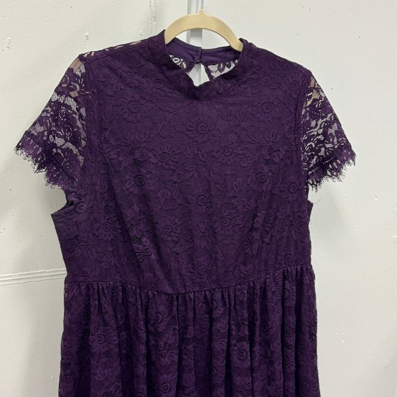 Torrid Deep Purple High Neck Lace Skater Dress Cocktail Dress Size 16 11079159 - Picture 4 of 11